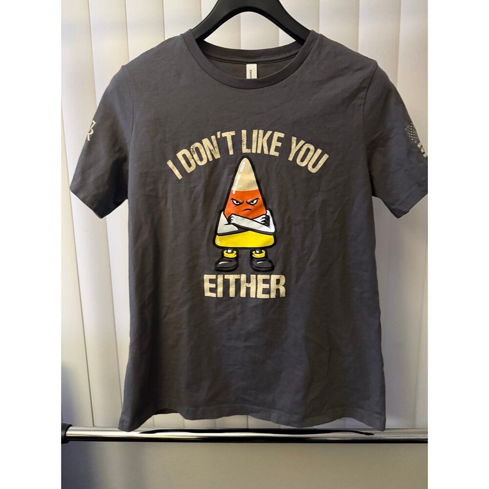 Women’s Warrior 12 “I Don’t Like You Either’” Candy Corn T-Shirt Size Large